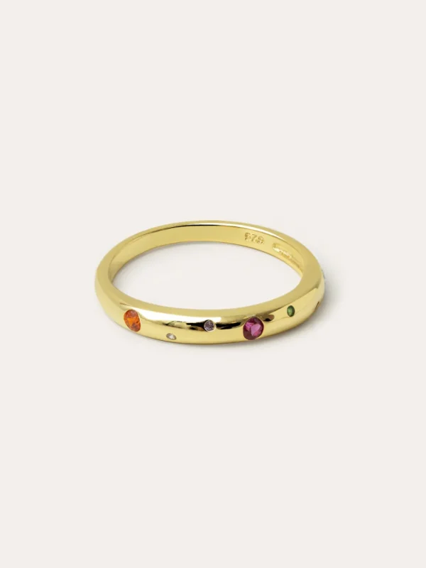 Outlet SINGULARU Anillo Colors Space Plata Baño Oro