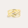 Fashion SINGULARU Anillo Comete Plata Baño Oro