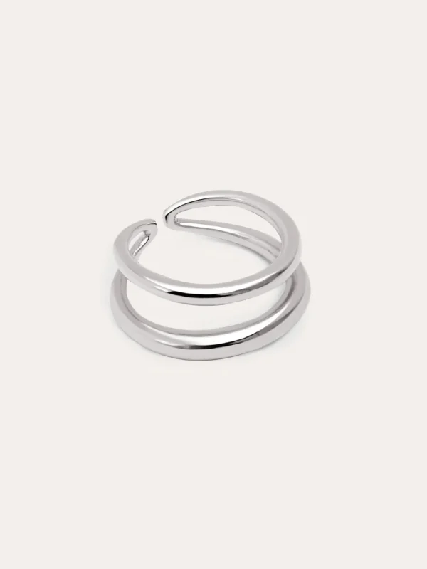 Hot SINGULARU Anillo Doble Lines Acero