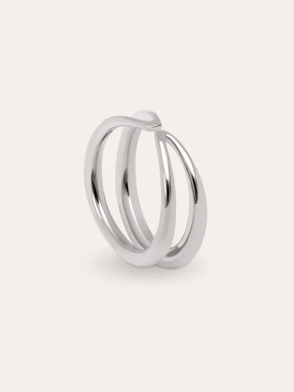 Hot SINGULARU Anillo Doble Lines Acero
