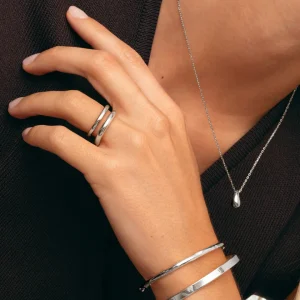Hot SINGULARU Anillo Doble Lines Acero