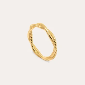 Discount SINGULARU Anillo Fine Rope Plata Baño Oro