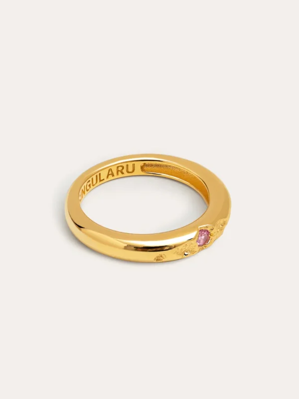 Fashion SINGULARU Anillo Karma Rosa Baño Oro