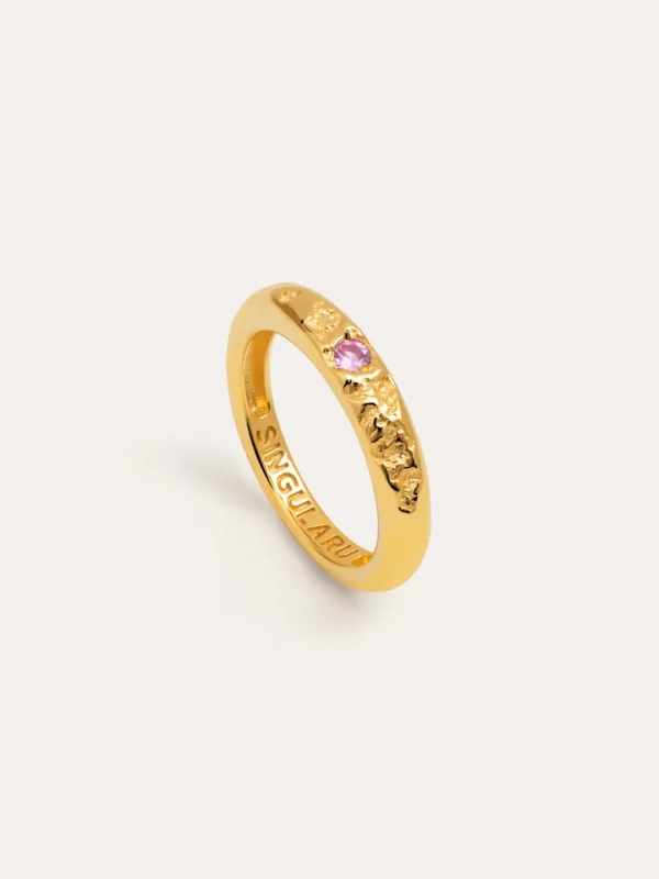 Fashion SINGULARU Anillo Karma Rosa Baño Oro