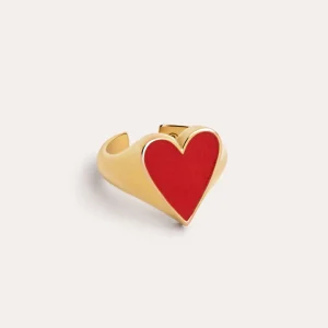 Sale SINGULARU Anillo Lovely Heart Red Enamel Baño Oro