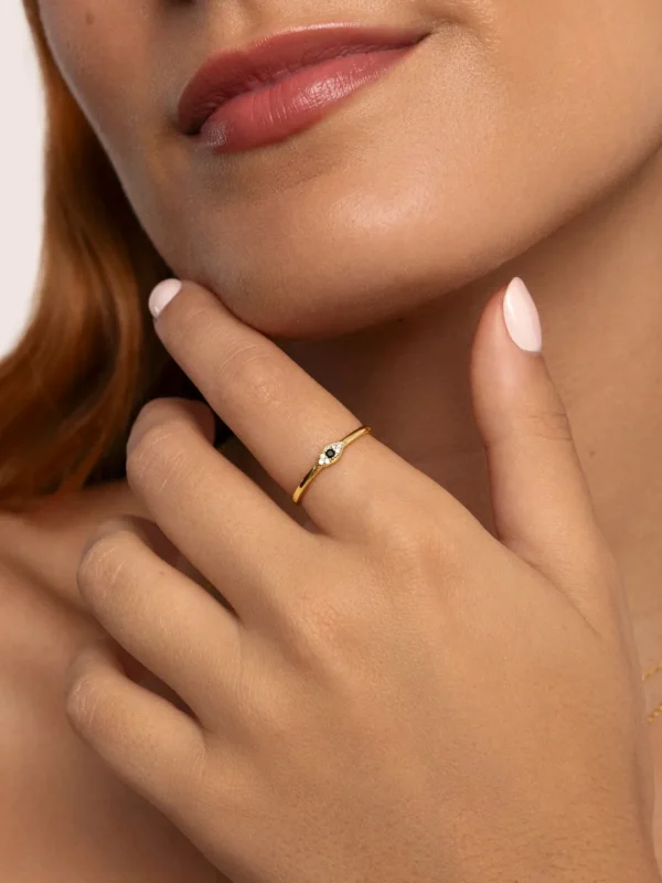 Outlet SINGULARU Anillo Ojo de Horus Plata Baño Oro