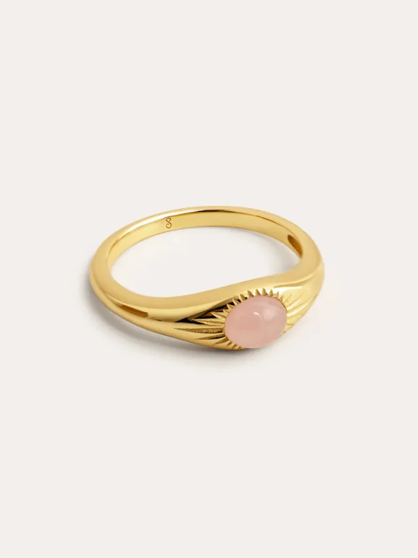 Sale SINGULARU Anillo Olivia Rose Quartz Plata Baño Oro