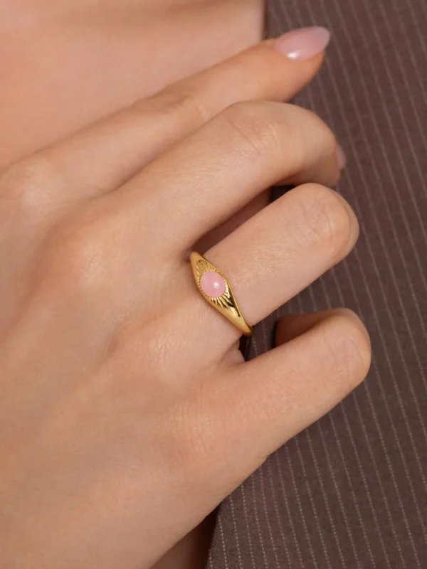 Sale SINGULARU Anillo Olivia Rose Quartz Plata Baño Oro