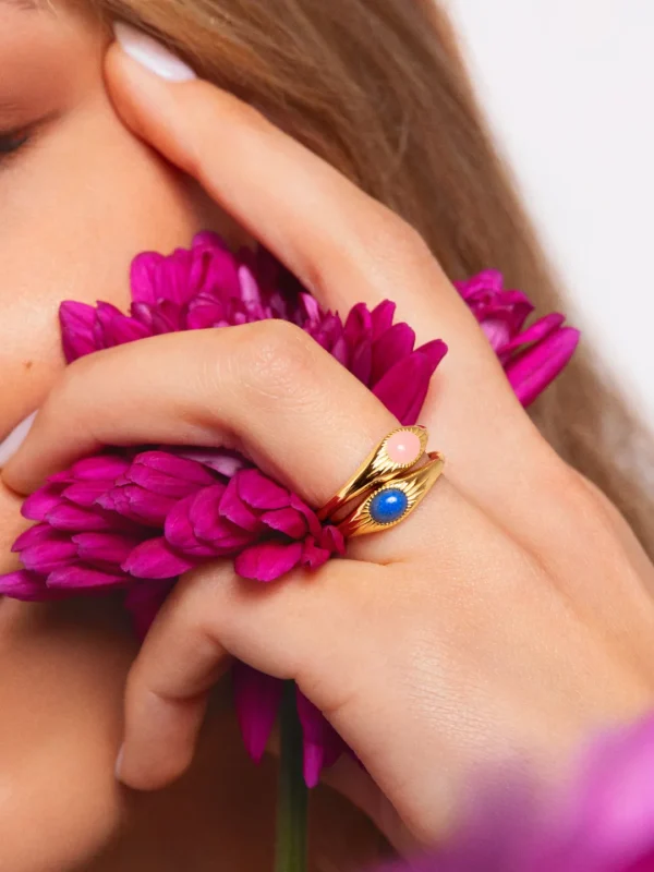 Sale SINGULARU Anillo Olivia Rose Quartz Plata Baño Oro