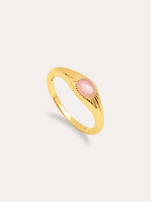 Sale SINGULARU Anillo Olivia Rose Quartz Plata Baño Oro