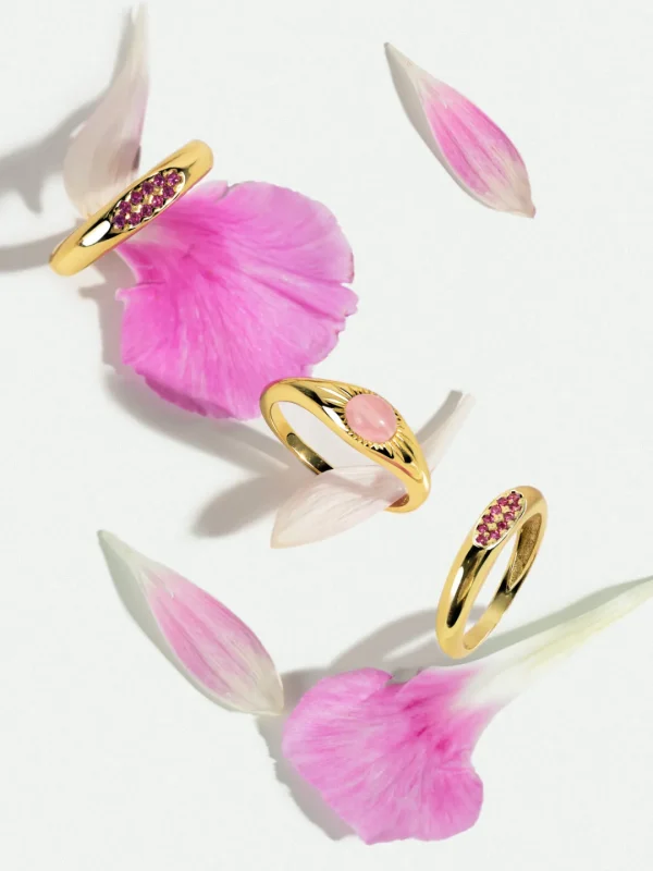 Sale SINGULARU Anillo Olivia Rose Quartz Plata Baño Oro