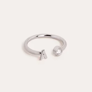 Fashion SINGULARU Anillo Personalizado Letter Spark Plata