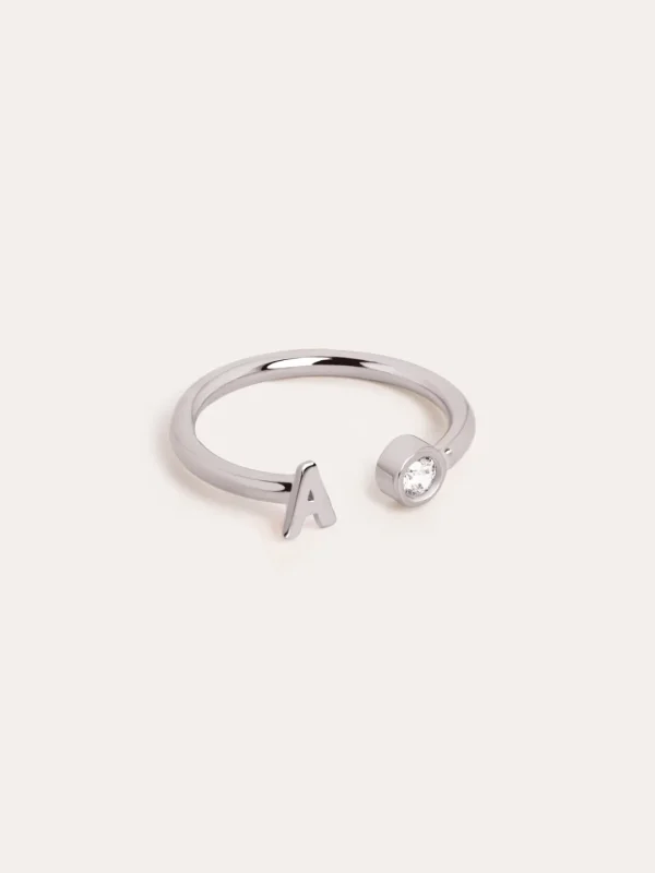 Fashion SINGULARU Anillo Personalizado Letter Spark Plata