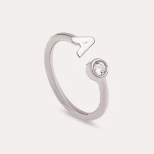 Fashion SINGULARU Anillo Personalizado Letter Spark Plata