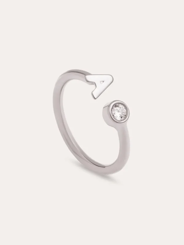 Fashion SINGULARU Anillo Personalizado Letter Spark Plata