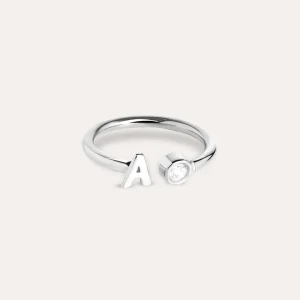 Fashion SINGULARU Anillo Personalizado Letter Spark Plata