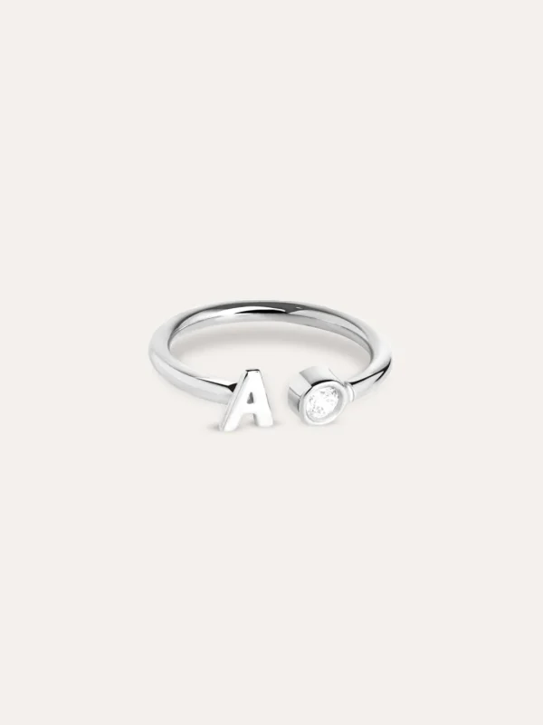 Fashion SINGULARU Anillo Personalizado Letter Spark Plata