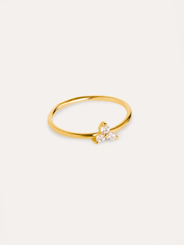 Discount SINGULARU Anillo Trebol Plata Baño Oro