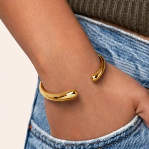 New SINGULARU Brazalete Gota Acero Baño Oro