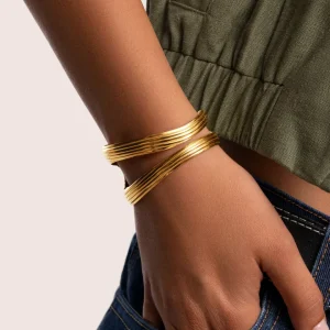 Online SINGULARU Brazalete Organic Sea Acero Baño Oro