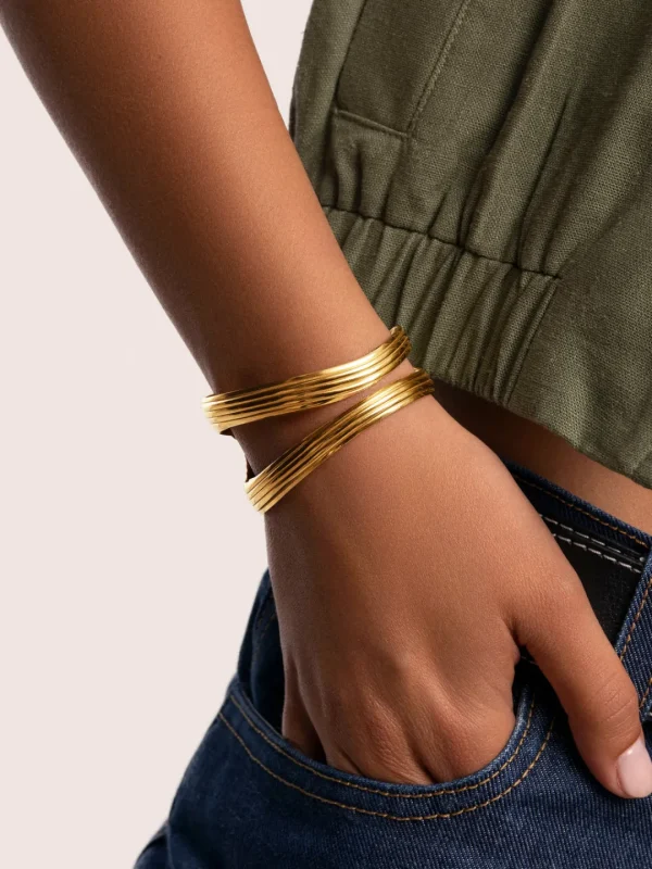 Online SINGULARU Brazalete Organic Sea Acero Baño Oro