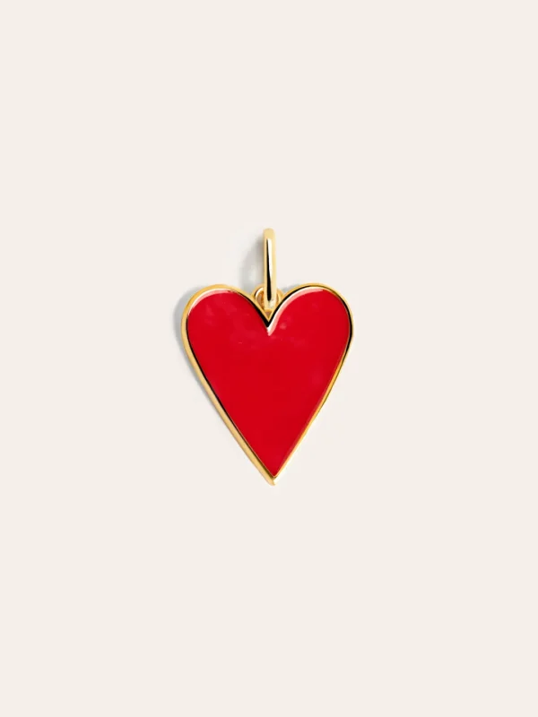 New SINGULARU Charm Lovely Heart Red Enamel Baño Oro