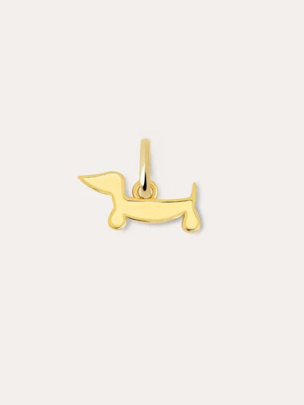 Discount SINGULARU Charm Mini Perro Teckel Enamel Amarillo Baño Oro