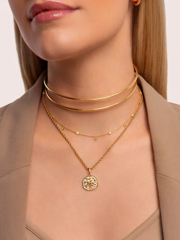 Discount SINGULARU Choker Double Ring Baño Oro