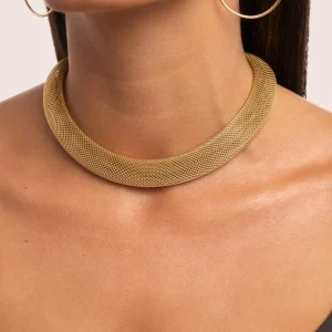 New SINGULARU Choker Mesh Acero Baño Oro