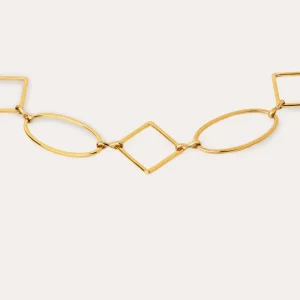 Outlet SINGULARU Choker Rhomb & Oval Acero Baño Oro