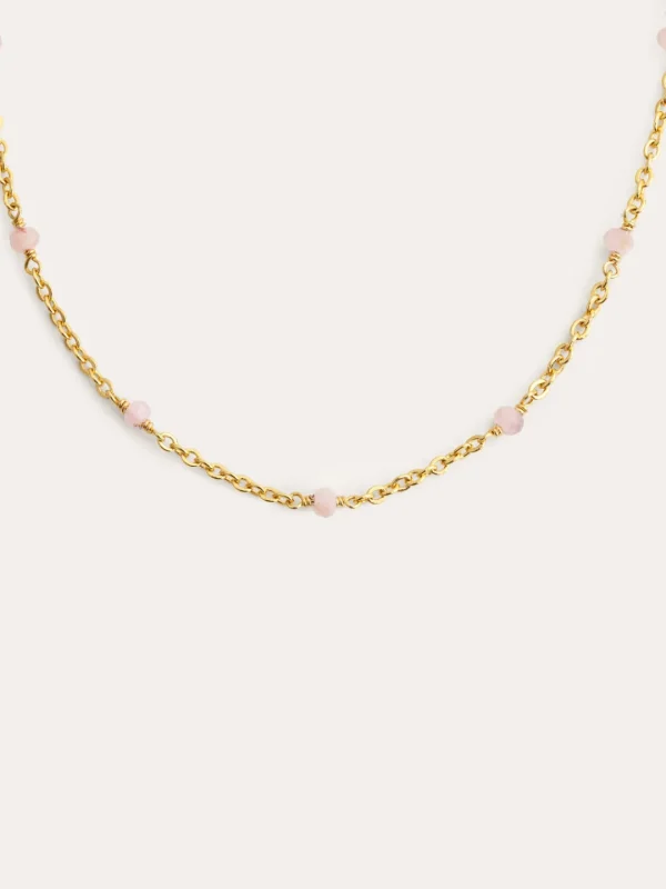 Hot SINGULARU Collar Altea Dots Rose Quartz Baño Oro