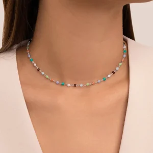 Fashion SINGULARU Collar Crystals Colors Plata