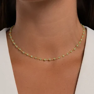 Hot SINGULARU Collar Crystals Jade Plata Baño Oro