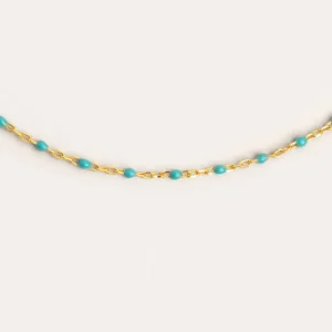 Discount SINGULARU Collar Dots Turquoise Enamel Plata Baño Oro