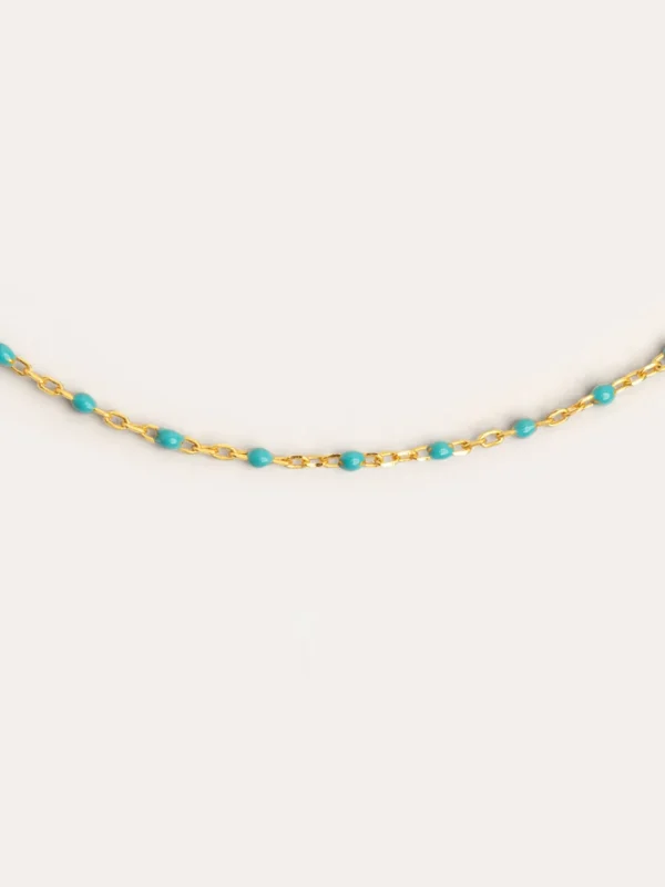 Discount SINGULARU Collar Dots Turquoise Enamel Plata Baño Oro