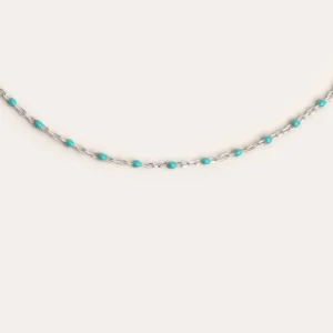 Clearance SINGULARU Collar Dots Turquoise Enamel Plata