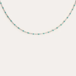 Clearance SINGULARU Collar Dots Turquoise Enamel Plata