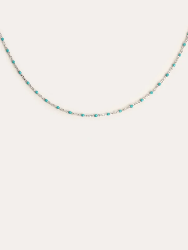 Clearance SINGULARU Collar Dots Turquoise Enamel Plata