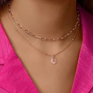 Outlet SINGULARU Collar Mini Medallion Plata Baño Oro Rosa