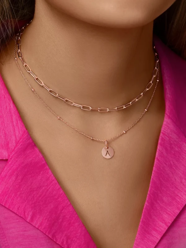 Outlet SINGULARU Collar Mini Medallion Plata Baño Oro Rosa