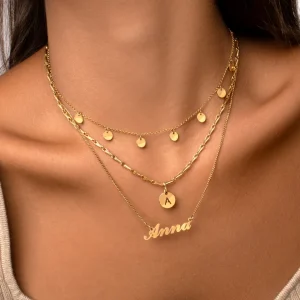 Online SINGULARU Collar Personalizado Carrie Plata Baño Oro