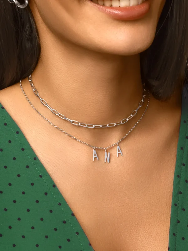 New SINGULARU Collar Personalizado Letters Plata