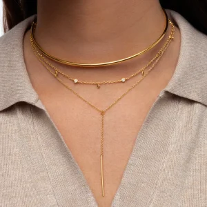 Clearance SINGULARU Collar Y Sparks Stick Plata Baño Oro