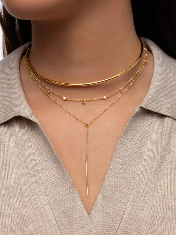 Clearance SINGULARU Collar Y Sparks Stick Plata Baño Oro