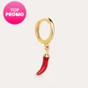 New SINGULARU Pendiente Suelto Aro Chili Enamel Plata Baño Oro