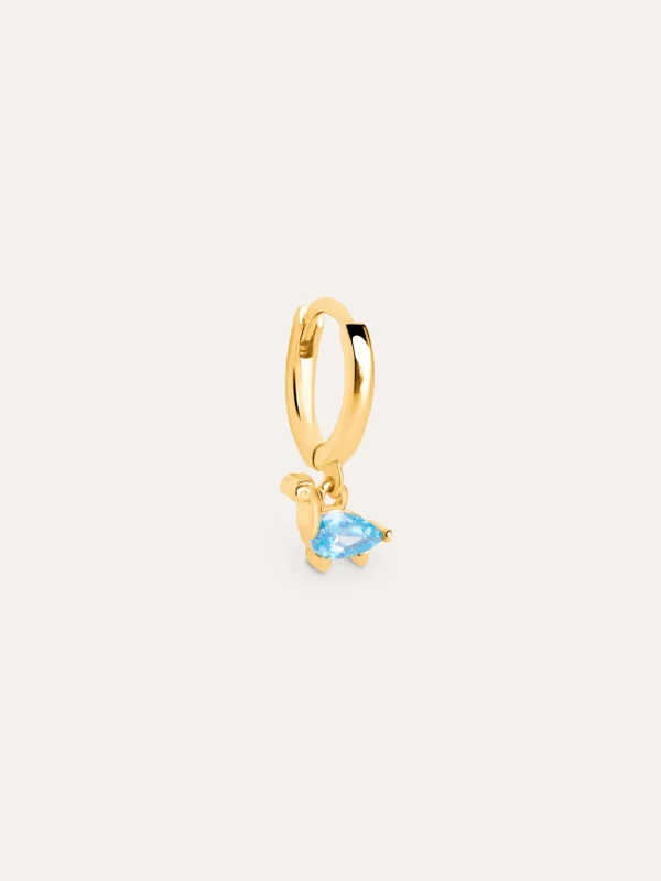 Outlet SINGULARU Pendiente Suelto Aro Dino Brontosaurus Sky Plata Baño Oro