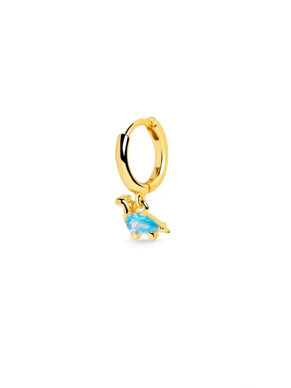Outlet SINGULARU Pendiente Suelto Aro Dino Brontosaurus Sky Plata Baño Oro