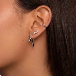 Hot SINGULARU Pendiente Suelto Ear Cuff Cross Plata