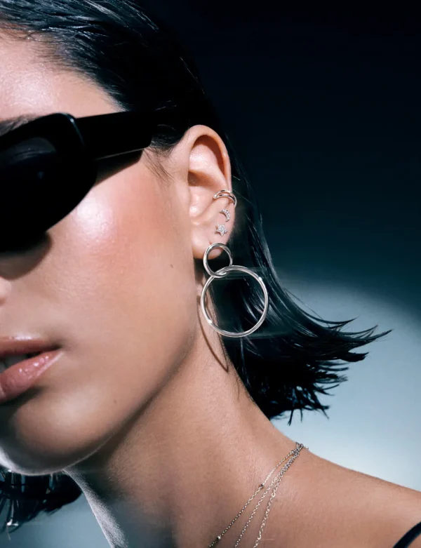Hot SINGULARU Pendiente Suelto Ear Cuff Cross Plata