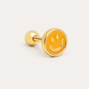 Outlet SINGULARU Pendiente Suelto Smiley Yellow Enamel Plata Baño Oro